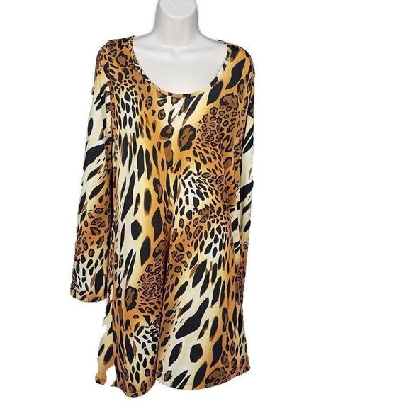 American Twist Dresses & Skirts - American Twist Medium Cheeta Animal Print Pull On Knee Length Dress Stretch M